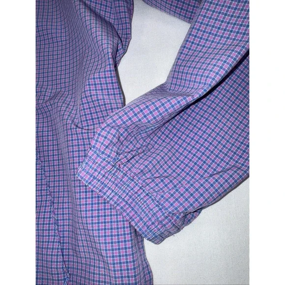 Mizzen Main Leeward 1/4 Zip Pullover Mens S Blue Pink Check Zip Pocket Mock Neck - Picture 4 of 13